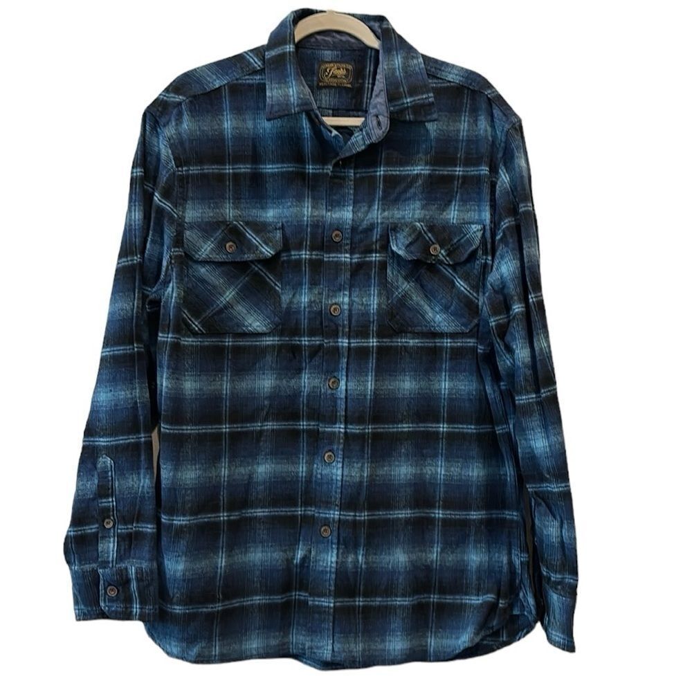 Jachs Manufacturing Heritage Blue Plaid Flannel Casual Button Down Shirt Shacket